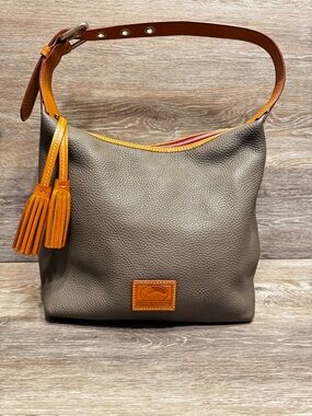 Dooney & Bourke Patterson Pebbled Leather Paige Sac Shoulder Bag Gray